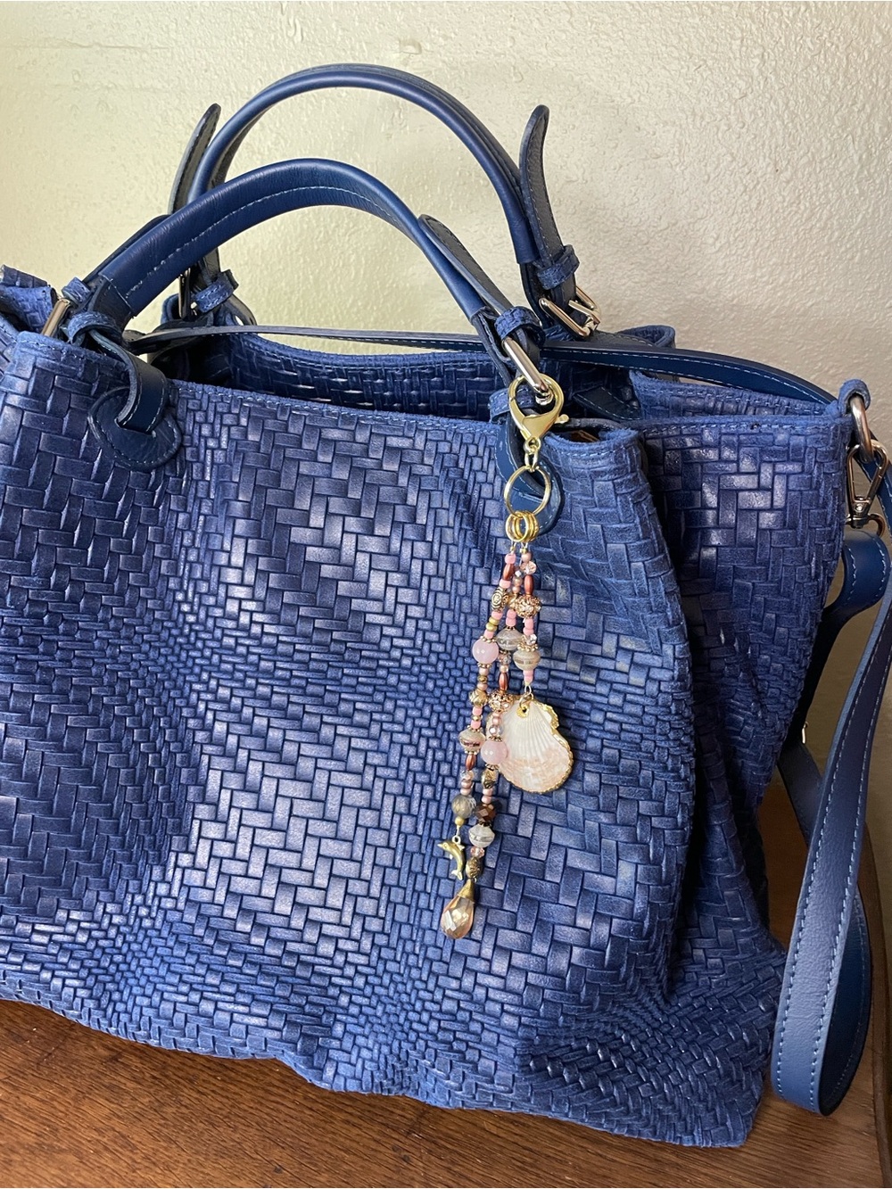 Awesome Statement Bag - Large Woven Blue Leather Tote/Travel - Tulipani Leather - Picture 16 of 16